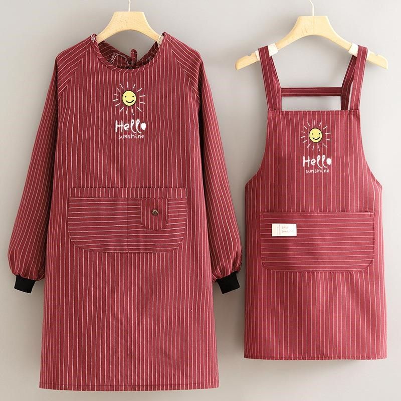高档棉布围裙厨房家n用防污耐脏做饭罩衣女新款带袖子工作服秋冬
