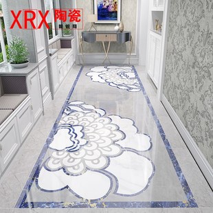 玄关锐翔 地板入户新瓷砖定制过道走廊地砖艺术加工水刀拼花拼图
