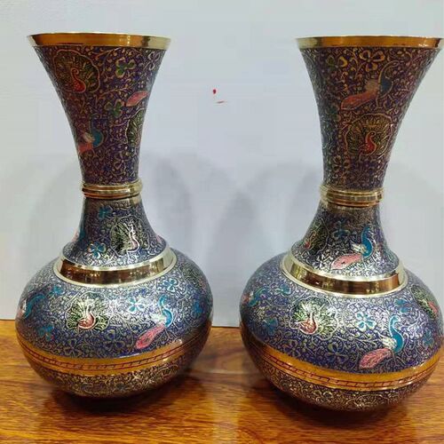 手工雕刻花瓶 巴基斯坦铜花瓶 花瓶 手工铜器 摆件 一对价