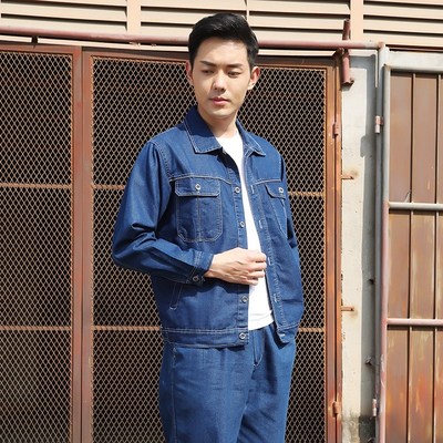 2024夏季电力工作服全棉牛仔长袖电网套装男薄款供电局耐磨劳保服