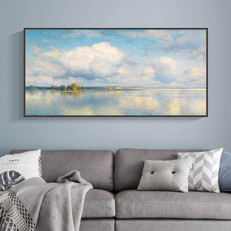 天空之镜现代简约客厅装饰画沙发背景墙挂画风景壁画主卧室床头画