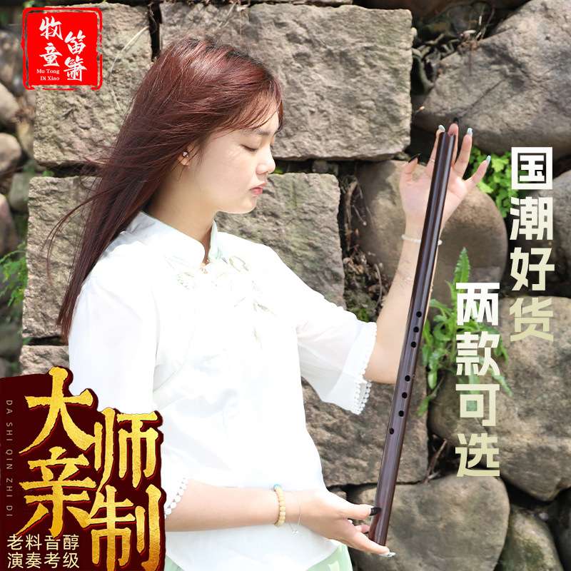 萧乐器红木箫牧童精制专业演奏高级防裂木洞箫初学入门红檀八孔调