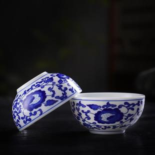 青花瓷茶杯功夫茶具单杯小号55毫升主人杯品茗杯闻香杯家用 10个装