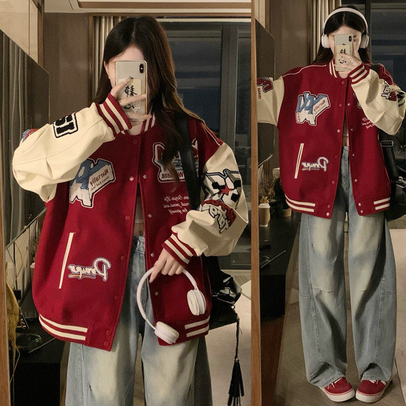 美式复古棒球服外套初高中生春秋短外套