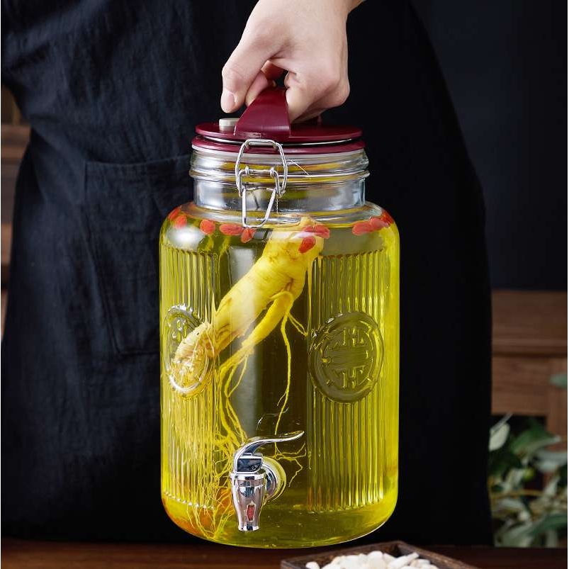 加厚玻璃白酒瓶 卡扣酿酒罐带排气阀 大容量密封罐泡青梅杨梅酒