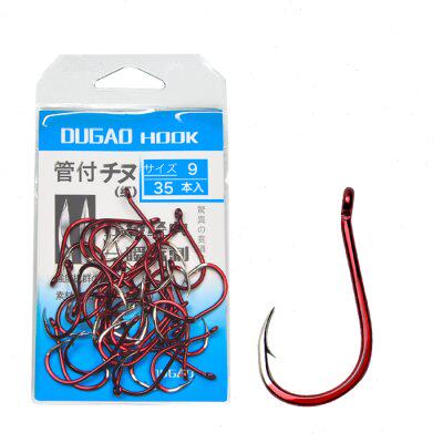 红色鱼钩管付千又渔钩有孔圈环倒刺海钓矶钓加粗大物钩大包装