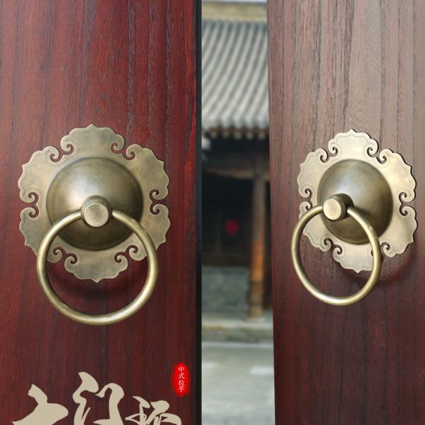 仿古大门中式铜门环拉手复古老式门铜把手民宿木门装饰铜把手配件