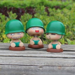 汽车摆件创意可爱弹簧炮炮兵摇头娃娃公L仔车内饰品汽车树脂摆件