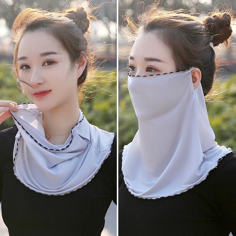 真丝冰丝防晒面罩夏季男女通用 韩版长方形防晒面纱