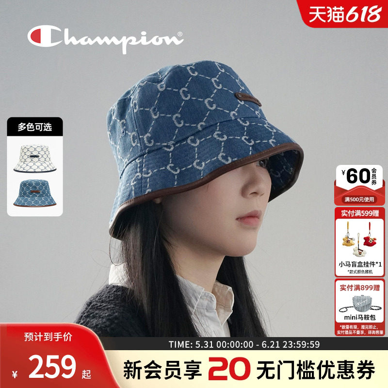champion冠军26春季新款钻C渔夫帽经典老花盆帽男女同款牛仔帽子