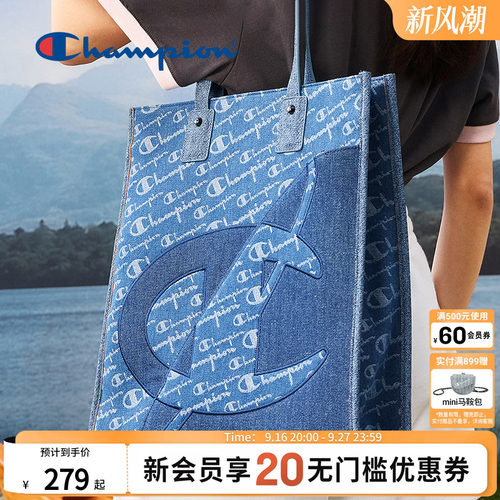 Champion冠军老花牛仔托特包