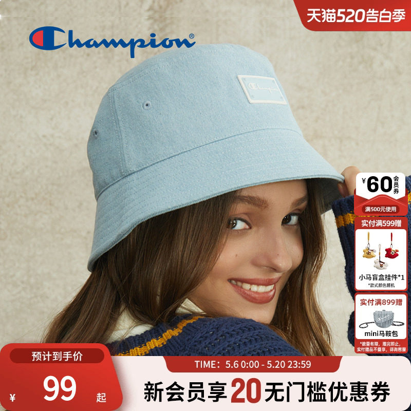 Champion冠军素颜渔夫帽女休闲夏季遮阳大头围帽子男盆帽官方