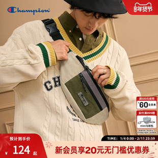 Champion冠军胸包男女情侣简约休闲斜挎包潮流通勤单肩包撞色拼接