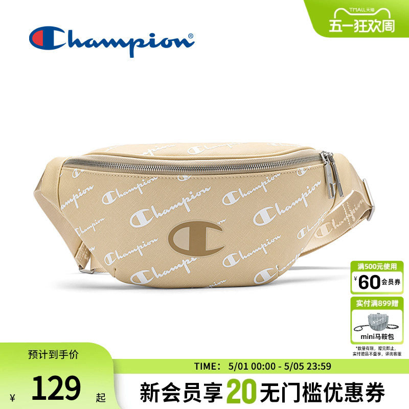 Champion冠军官方腰包满印老花女斜挎包包休闲胸包男复古上班通勤