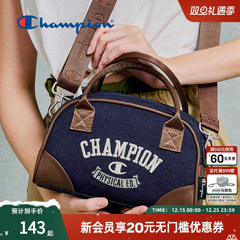 Champion冠军官方单肩包保龄球包女刺绣手提包枕头包斜挎包