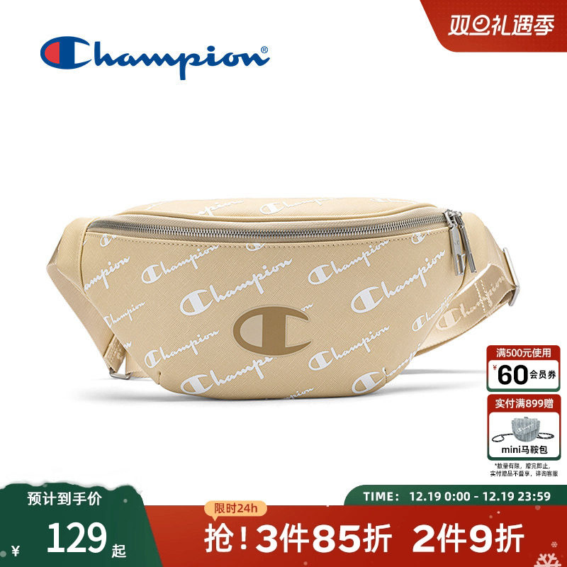 Champion冠军官方腰包满印老花女斜挎包包休闲胸包男复古上班