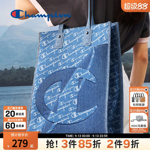 Champion冠军老花牛仔托特包