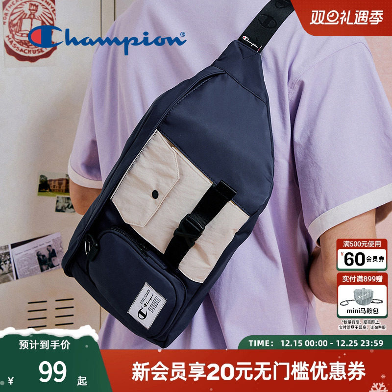 Champion冠军官方多口袋工装斜挎包秋冬休闲男女单肩包胸包大