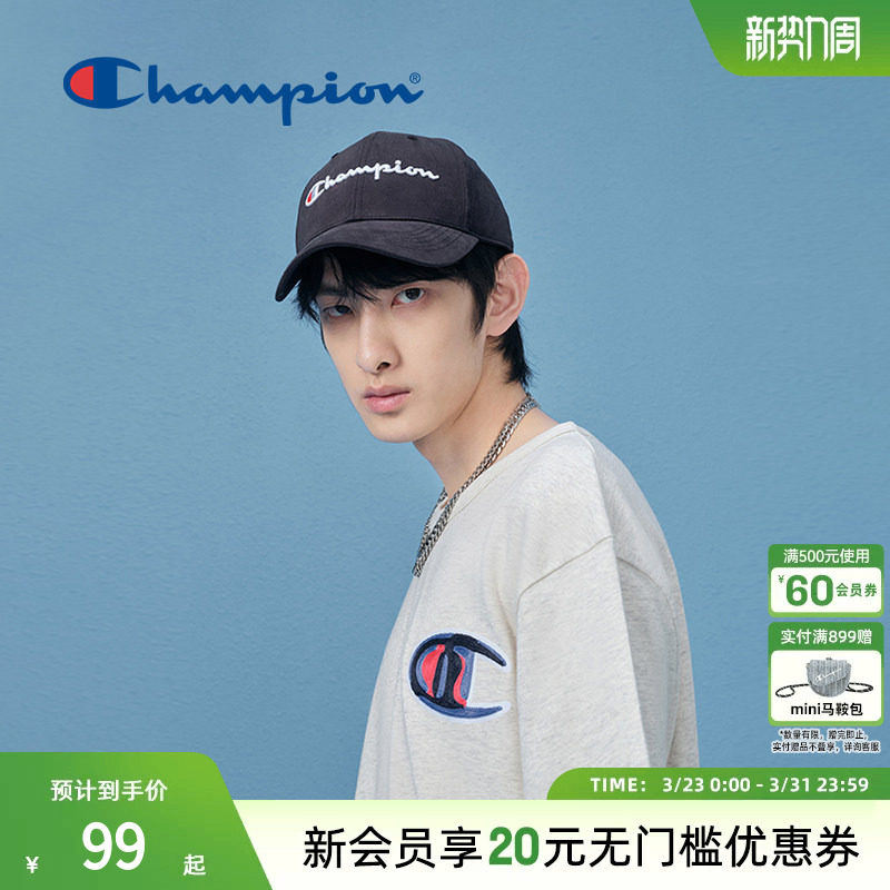 Champion冠军棒球帽情侣美式红鸭舌帽秋冬男女遮阳经典草写l