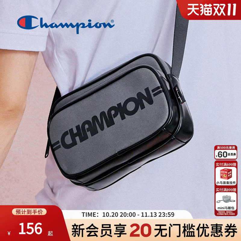 Champion冠军官方单肩包男多口袋相机包休闲斜挎背式两用包包黑色