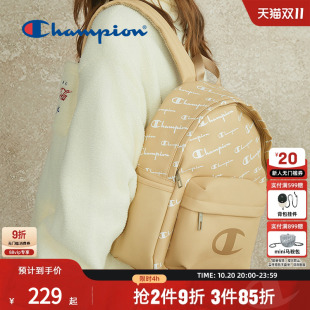 Champion老花双肩包白色大容量男女适用
