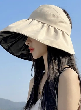 黑胶空顶遮阳帽女夏防晒帽子防