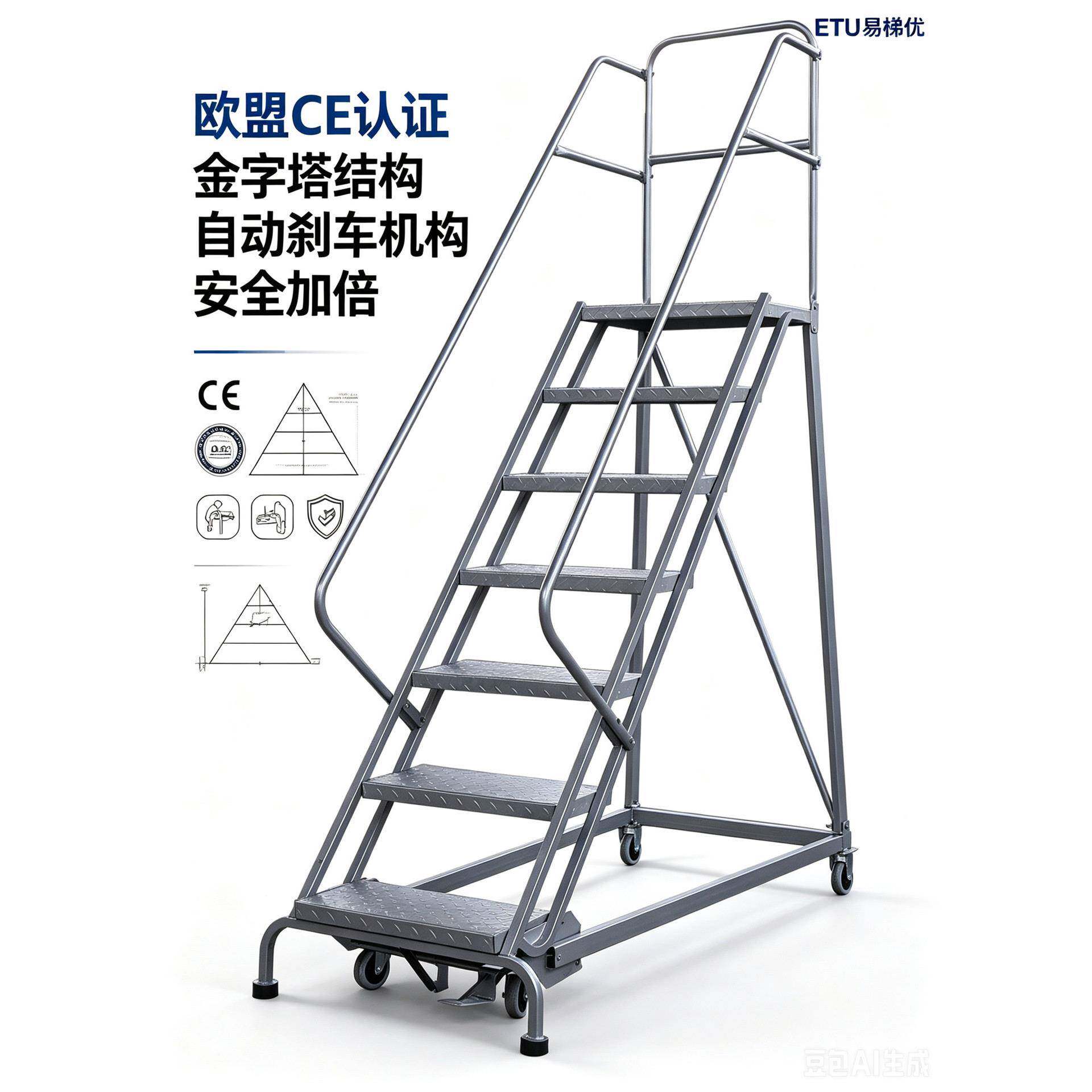 ETU易梯优,斜拉式超市登车梯商场超市理货梯坚固耐用三年保固