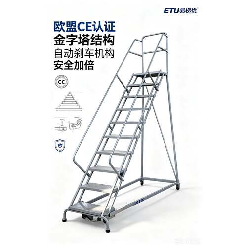 ETU易梯优|移动式登作业梯登梯自锁刹车机构