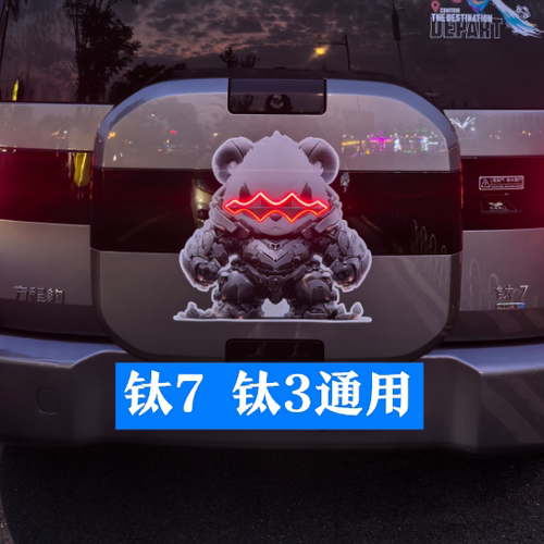 机甲熊猫钛7钛3小书包车贴遮痕