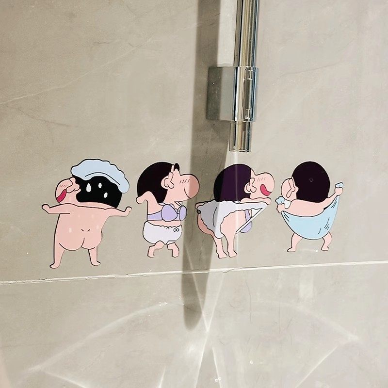蜡笔小新卡通瓷砖贴纸大号强力墙贴画厕所卫生间浴室马桶防水居家