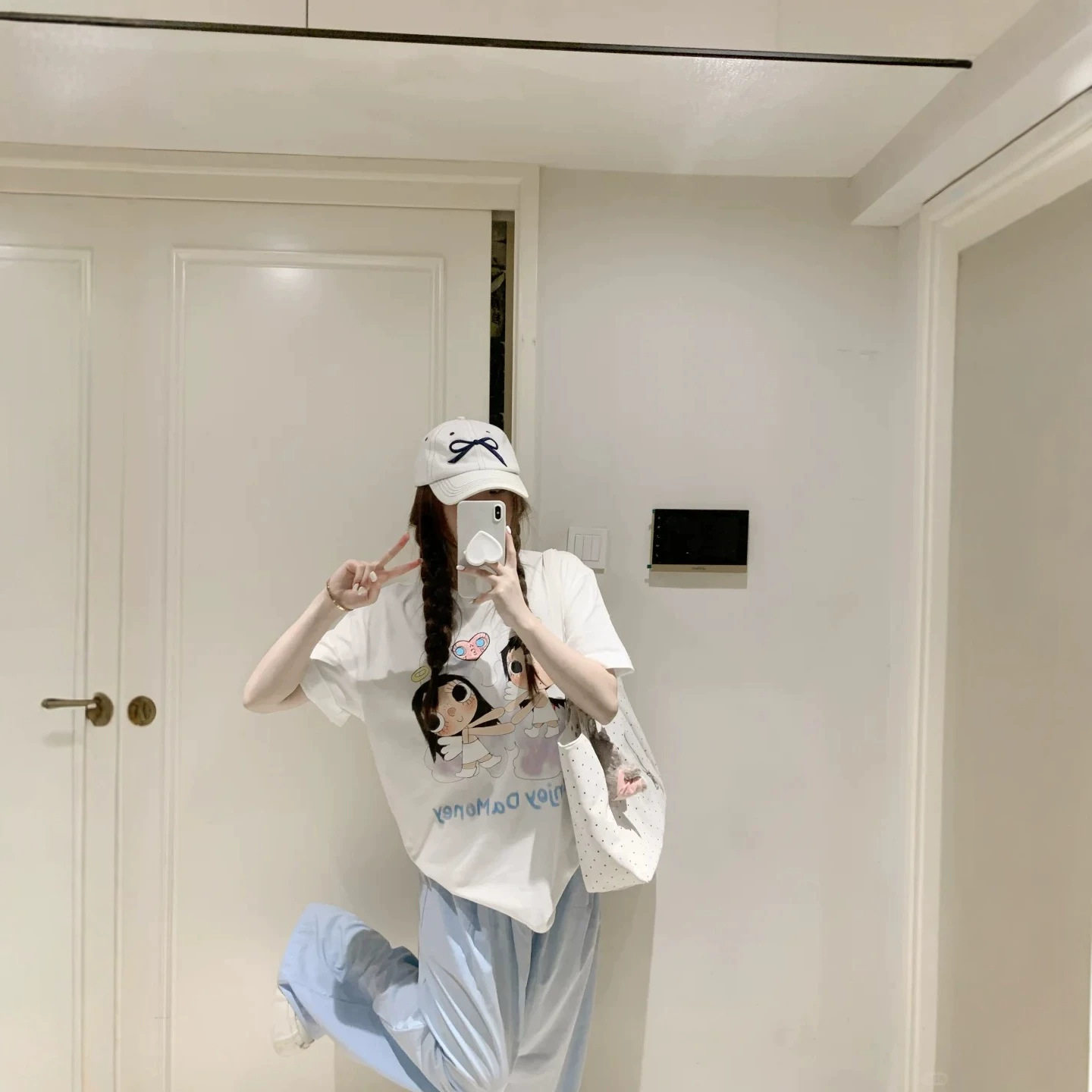 2026夏季新款女装宽松百搭休闲纯棉短袖t恤白色ins女款印花上衣潮