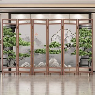 现代简约实木屏风隔断客厅遮挡折叠移动卧室家用酒店办公室 新中式