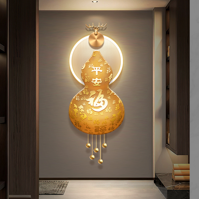 玄关福字装饰画轻奢走廊r过道led立体壁画简约高级感发光晶瓷挂画
