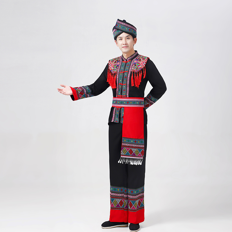 少数民族服装男士壮族瑶族舞蹈表演服男J苗族彝族土家族演出服新