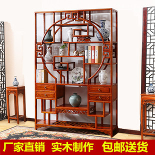 多宝阁置物架茶A具架展示柜茶叶隔断茶架玄关古董 博古架实木中式