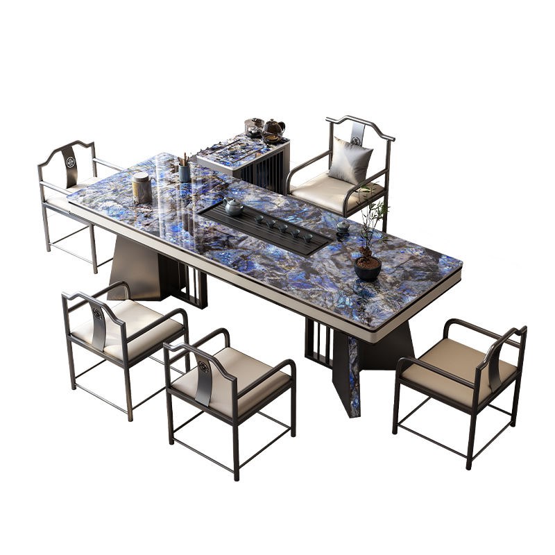 奢石岩板茶台桌现代茶桌椅组合简约轻奢高级感办公室大板桌泡茶台