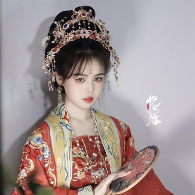 悦己容[水帘洞]复古风双层发冠富贵华丽流苏发簪气质百搭汉服发饰