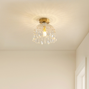 入户吸顶灯法式网红过道灯现代简约走廊灯阳光房灯水晶玻璃玄关灯