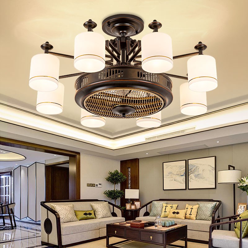 新中式风扇灯吊扇灯负离子客厅餐厅现代餐厅卧室灯具家用风扇吊灯