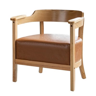 咖啡厅桌椅组合奶茶店书吧酒店民宿阳台休闲接待实木单人沙发摊位