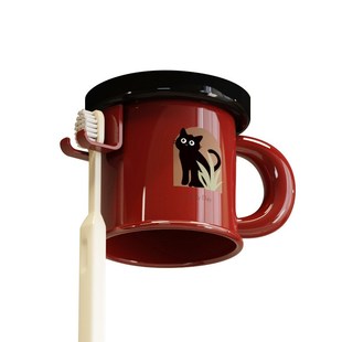 中古风倒扣磁吸洗漱杯套装置物架复古带把手牙刷杯免打孔浴室杯架