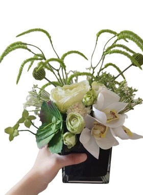 M332a四面洽谈桌花白绿道具前台商务仿真花绢花假花婚庆亚马