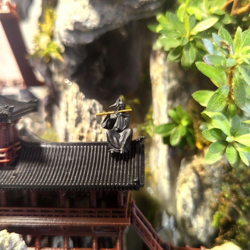 江湖故人古代侠客小摆件树脂微缩人物模型假山微景观盆景摆设小人