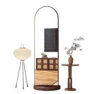 全身镜中古风收纳杂志架镜子落地报刊镜展示置物架旋转穿衣镜