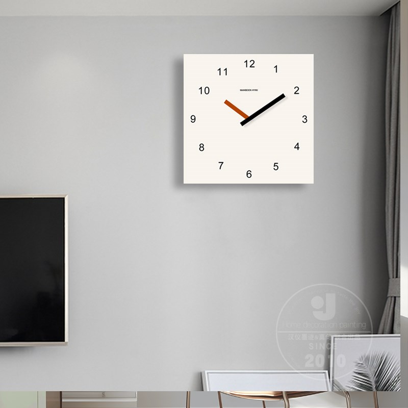 免打孔钟表挂钟客厅简约现代方形超静音时钟挂墙创意墙钟2024新款