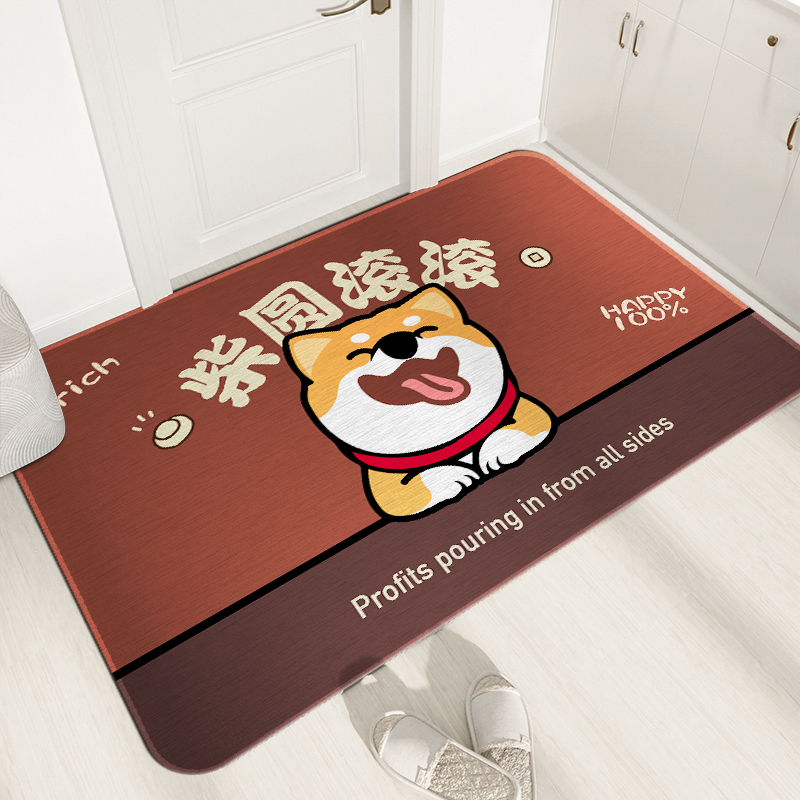 招财柴犬进门地垫大门口室外防滑地垫入户门垫家用室内耐脏蹭脚垫