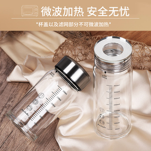 牛奶杯刻度玻璃水杯家用外带咖啡豆浆杯耐高温带盖杯子微波炉加热