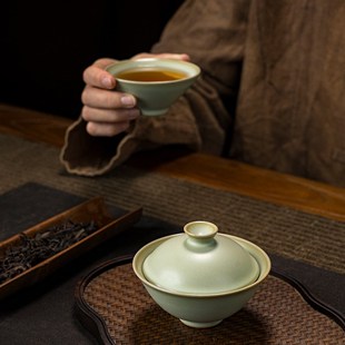 景德镇陶瓷手工茶具礼盒装 汝窑窈窕斗笠茶杯功夫茶主人杯复古中式