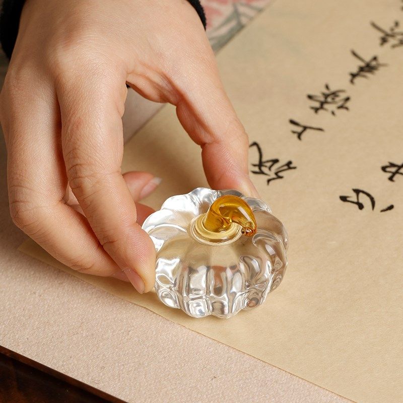 南瓜琉璃水晶玻璃镇尺毛笔书法小镇纸圆学生初学者文房四宝古风小,文具电教/文化用品/商务用品,镇纸,淘宝优惠券,粉丝福利购,淘宝优惠卷