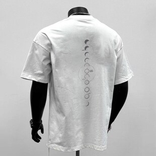 重磅纯棉潮牌美式简约T恤潮流个性印花男夏季圆领百搭短袖领带夹